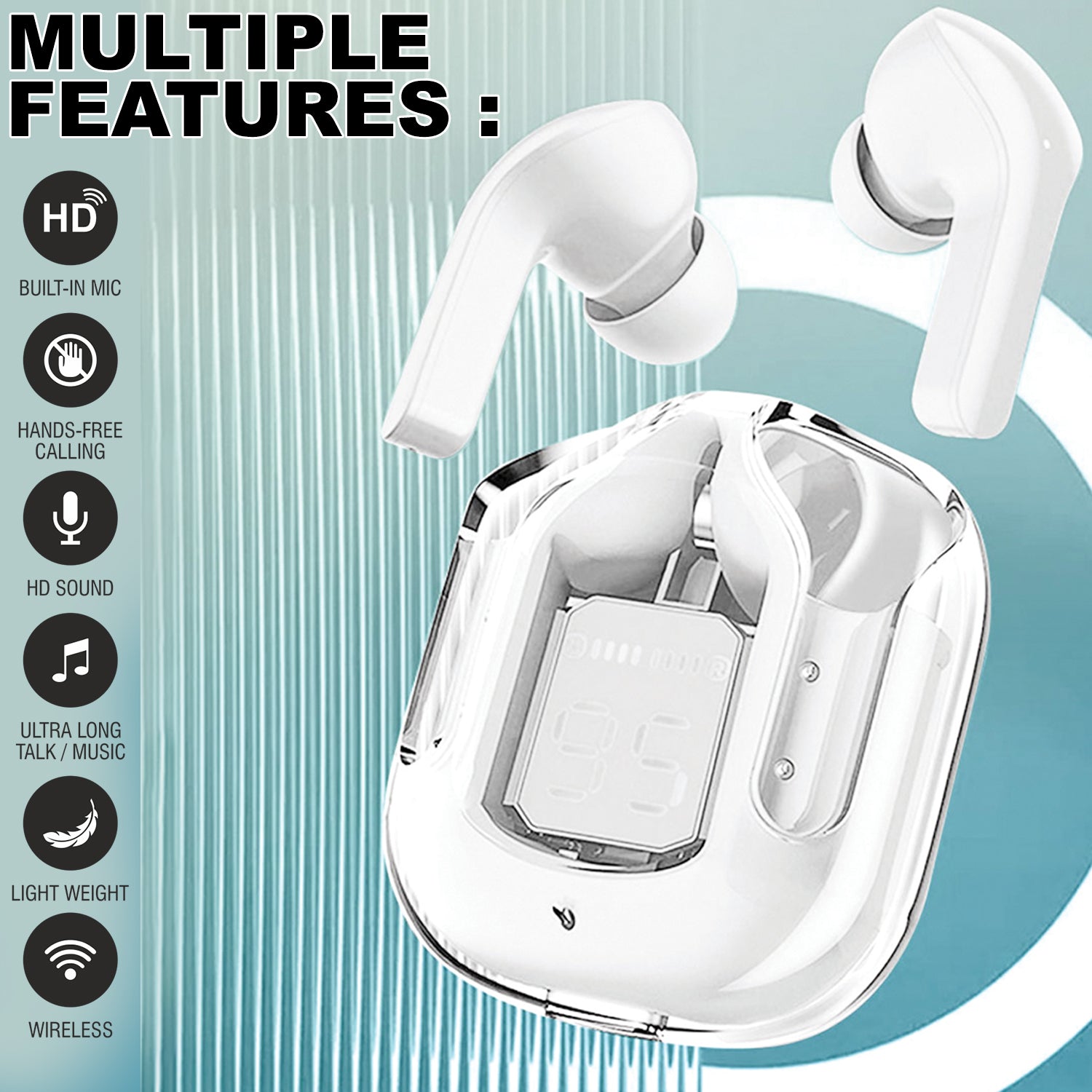 Rock Music WH 305 Clear Series Wireless Earbuds